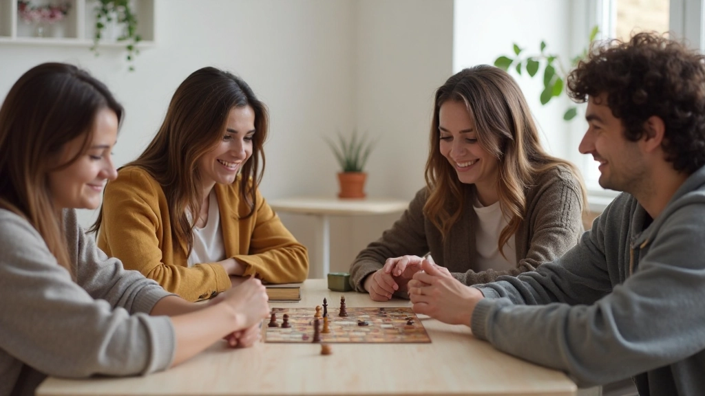 Фото группы людей, играющих в интерактивные игры для развития памяти