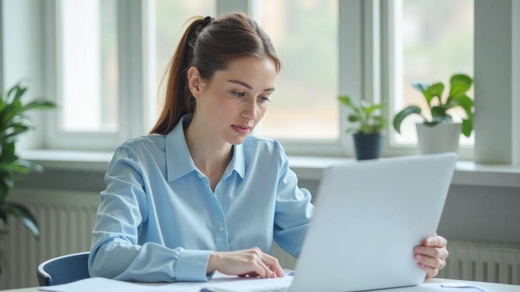 Женщина концентрируется на упражнениях для развития памяти в светлом офисе